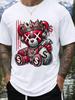 Fashion Stylish Comfortable Chic Men'S T-Shirt  Crowned Red Bear with Cash.  Crew Neck, Short Sleeve