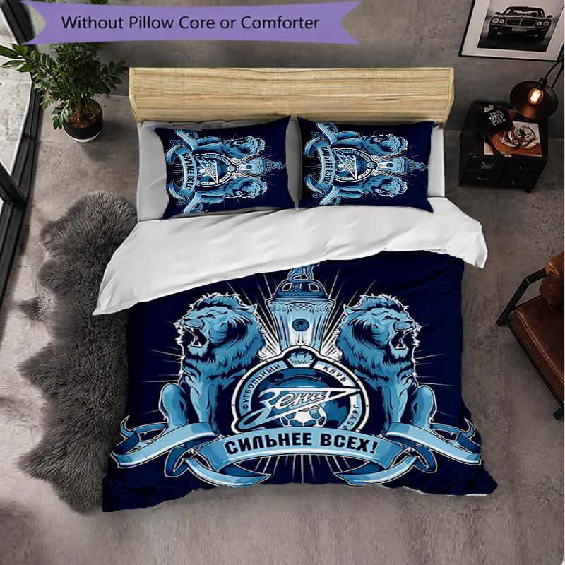 FC Zenit Saint Petersburg 3 Piece Bedding Set Soft Duvet Cover Set with Pillowcases Printed Bedroom Decor Set for Home