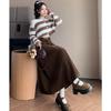 Fashionable and Comfortable Long Velvet Skirt for Women with High Waist and Pleated Design
