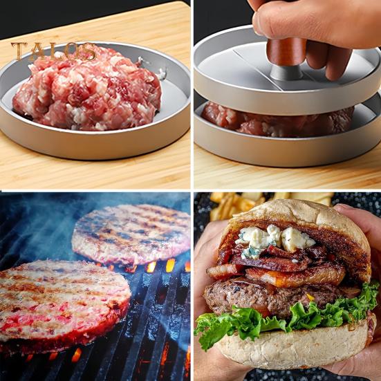 Hamburgarepress 4,5" Non-Stick Patty Maker med 100 Vaxpapper Kraftig Köttbullspress för BBQ Veggie Burgers