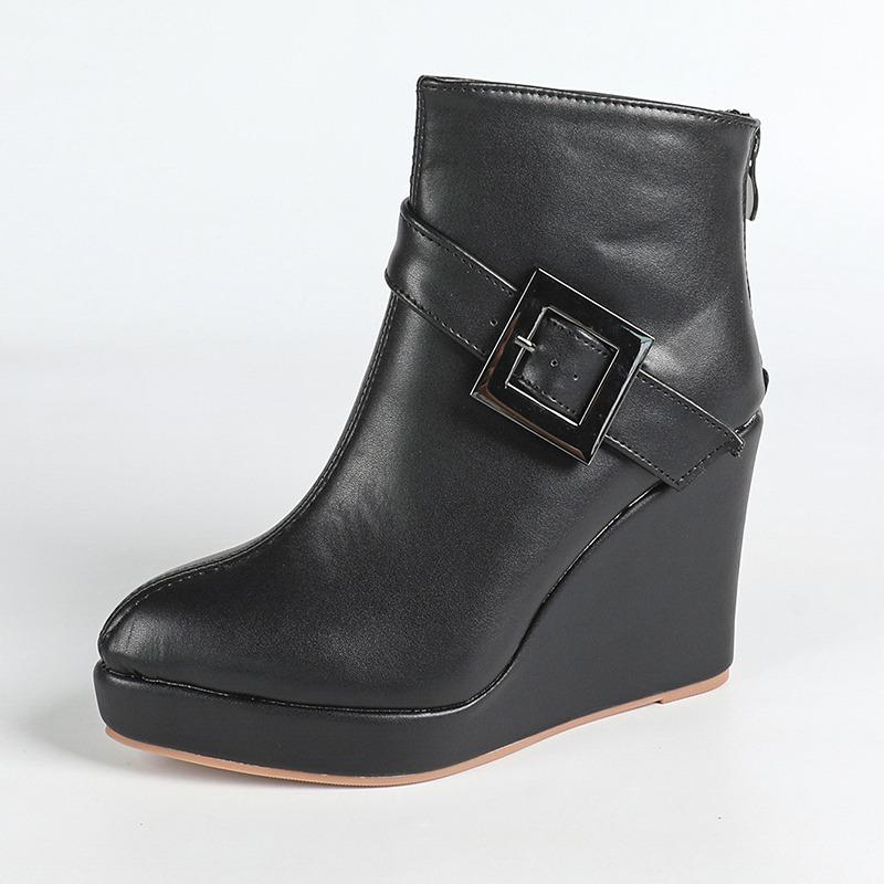 2026 Frühling Herbst Schuhe Damen Hohe Absätze Stiefel Mode Modern Damen Keilschuhe 10cm Schwarz Weiß Übergröße 42