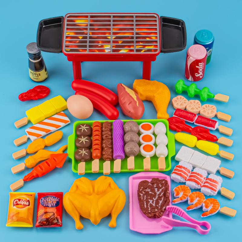 Children's Pretend BBQ Set: Kitchen Play Barbecue Skewers with Simulation Food