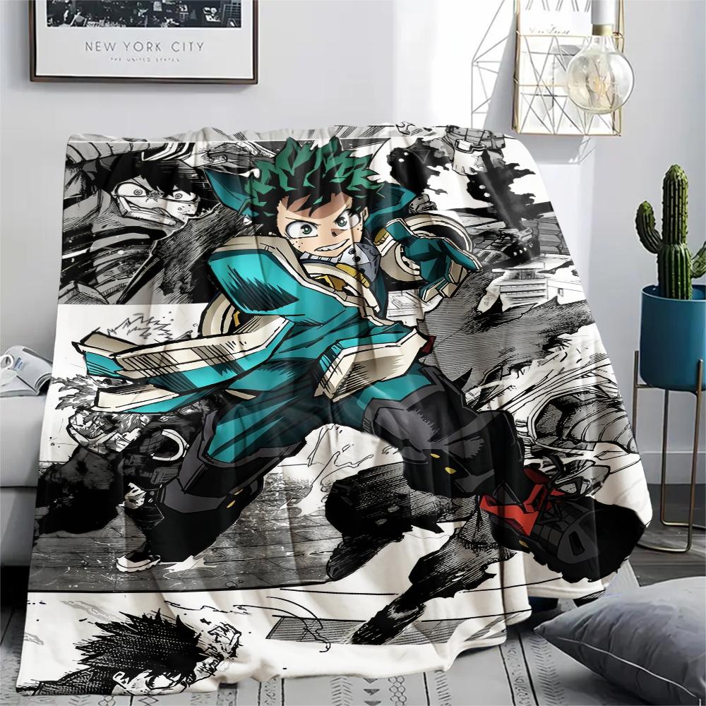 My Hero Academia Izuku Pattern Flannel Blanket, High Quality Comfortable for All Seasons, Home Decor, Warmth and Comfort, Perfect for Gifts.