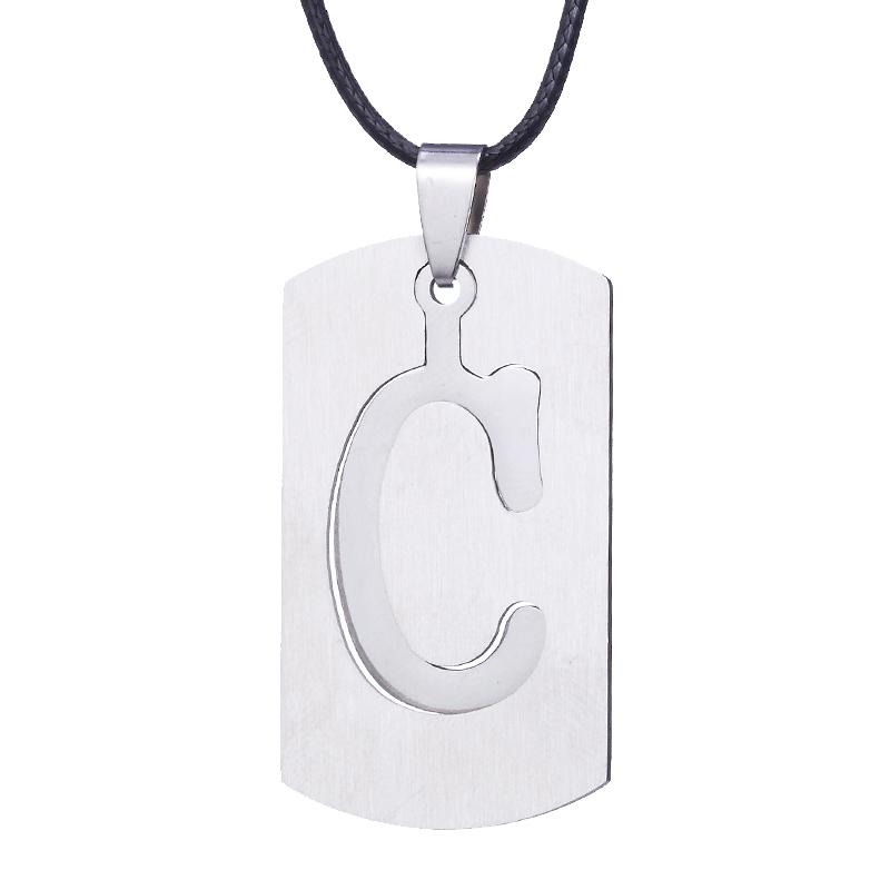ZRM Jewelry Stainless Steel 26 English Alphabet Pendant Necklace Men Jewelry Personality Hollow Letter Pendant Friends Gifts
