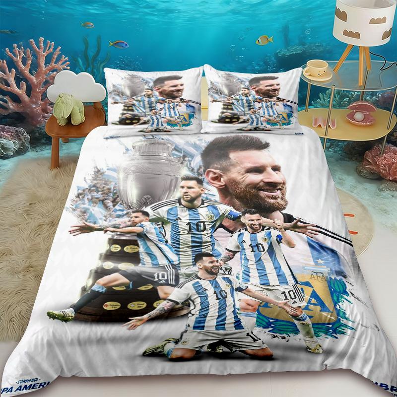 Duvet Cover Fashion Football Messi Printing Bedding Set Duvet Cover Comforter Bed Youth Kids Girl Boys Luxury Birthday Gift