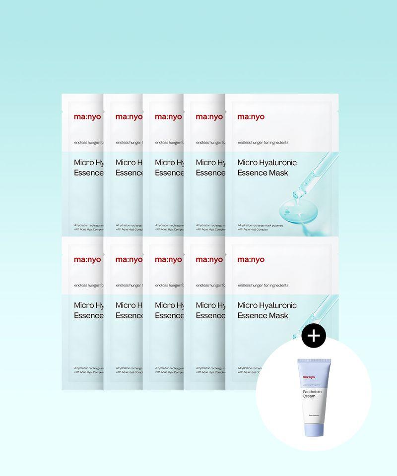 Micro Hyaluronic Essence Mask 10 Sheets (+Panthetoin Moisturizing Cream 20ml)