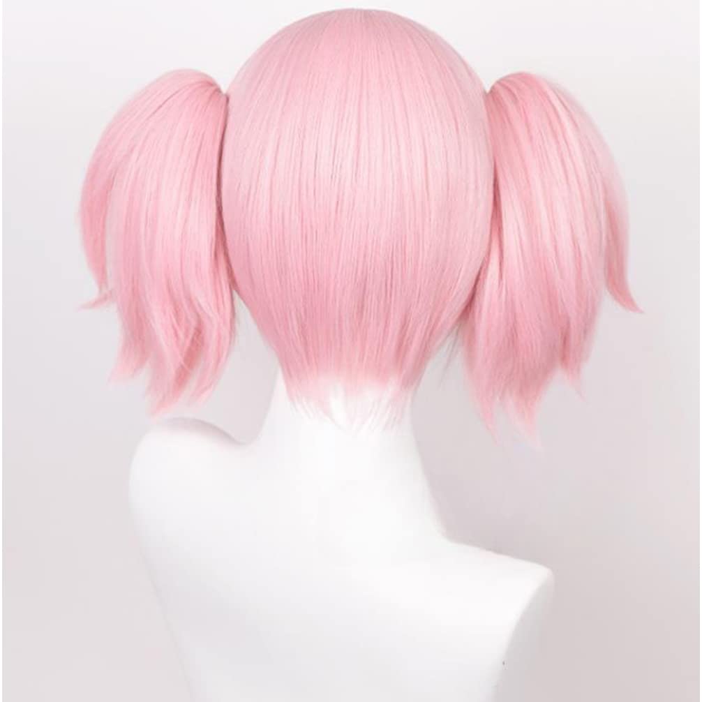 LAOBAO Cosplay Wig - Madoka Kaname Twin Tails Pink Wig - Heat Resistant - Costume Wig for Disguise, Party, Festival, Halloween, Fancy Dress (Madoka Ka