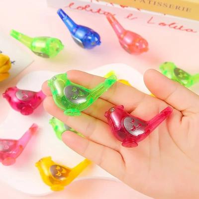 10Pcs Glitter Cheer Tools Mini Bird Plastic Water Whistles for Birthday Party Favors Baby Shower Waterbird Whistle Mini Whistle