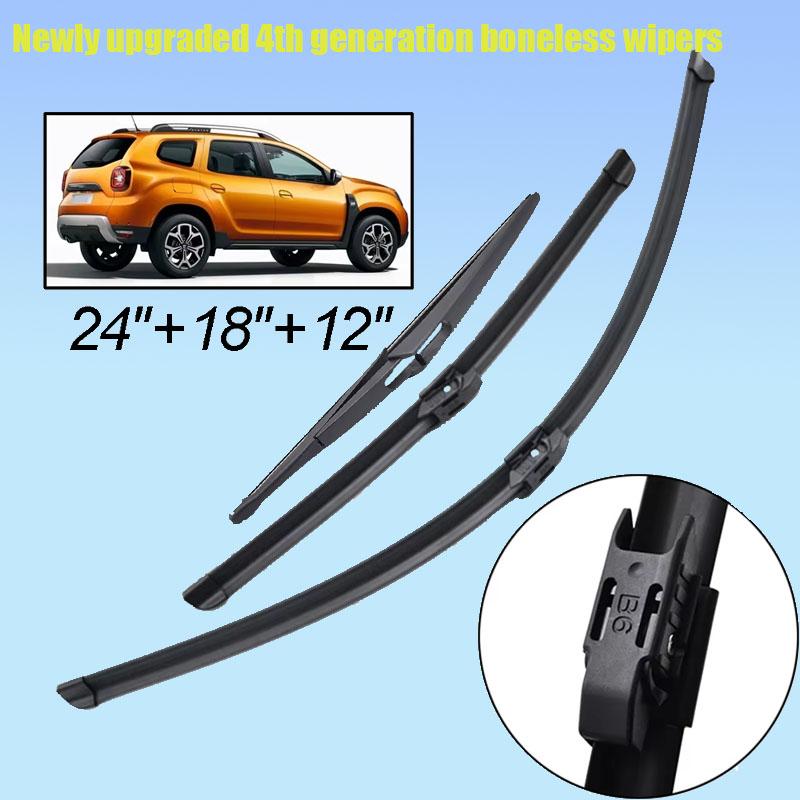 

Misima Windshield Windscreen Wiper Blades Kit For Dacia Renault Duster MK2 2017 2018 2019 2020 Front Rear Window Wiper Set чорний