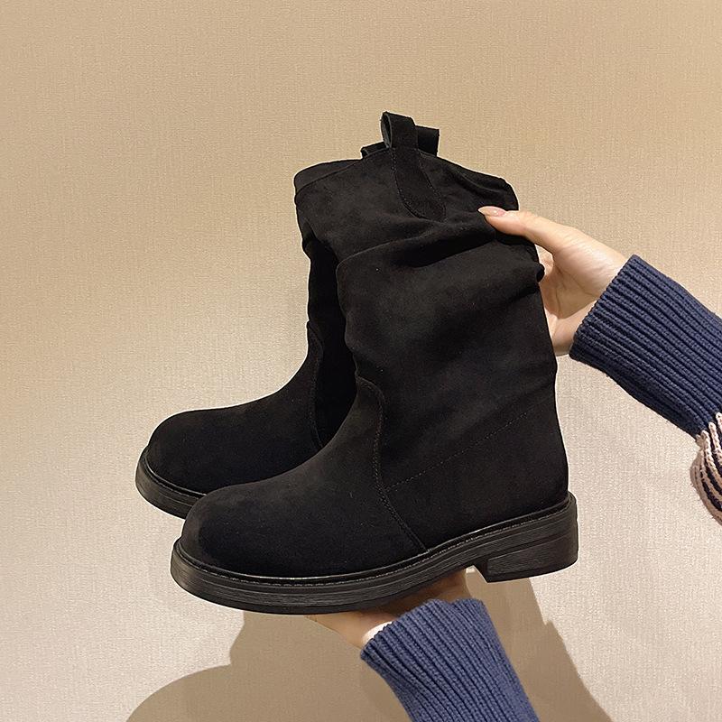 Autumn and Winter Platform Martin Boots Women's Shoes New Small Thin Versatile Boots Elastic Suede Short Boots Women