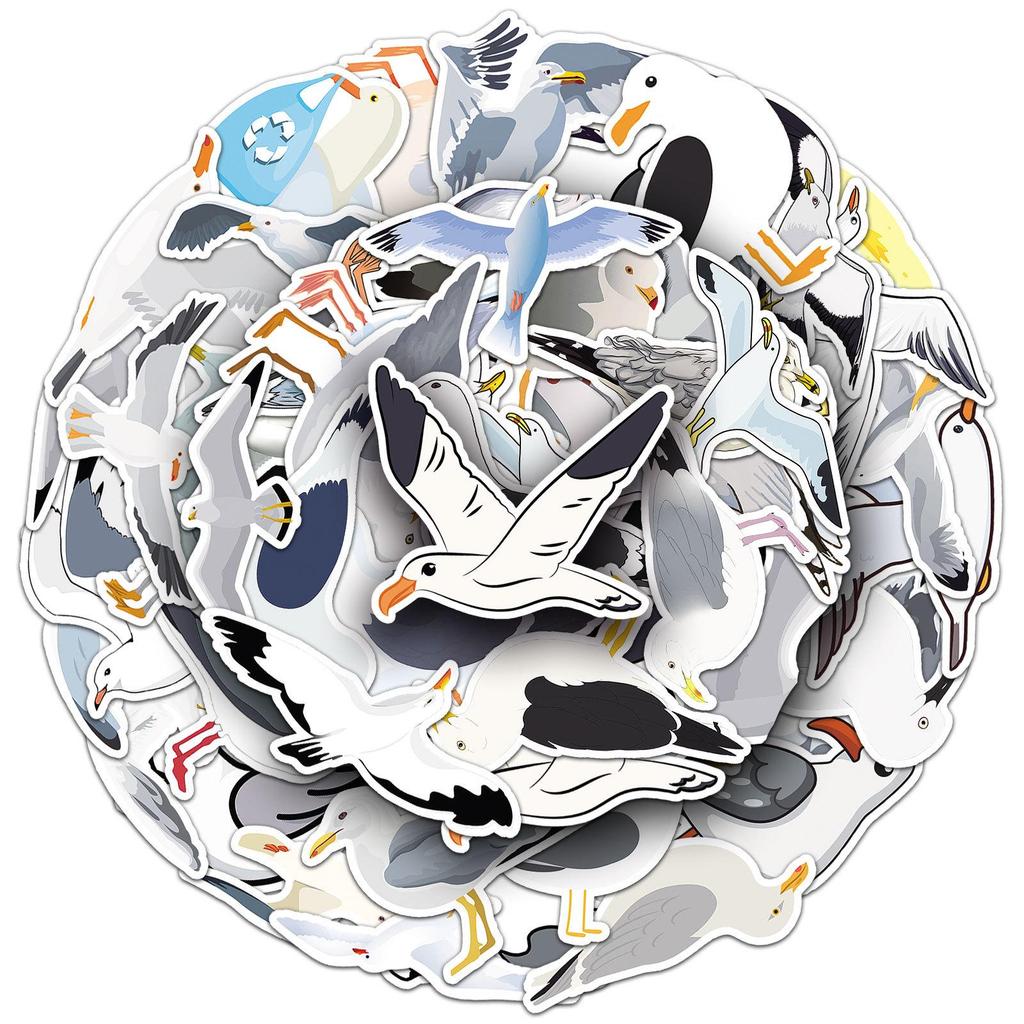 50 Seagull Cartoon Animal Stickers: Waterproof Decorations for Thermos Cups & Notebooks