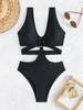 Solid Color Slim Fit Sexy One Piece Bikini Swimsuit Women Fashion Beach Vacation Elegant Swimwear