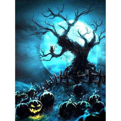 5D DIY diamentowe malowanie Halloween w pełni z okrągłych haftów diamentowych ściegiem krzyżykowym