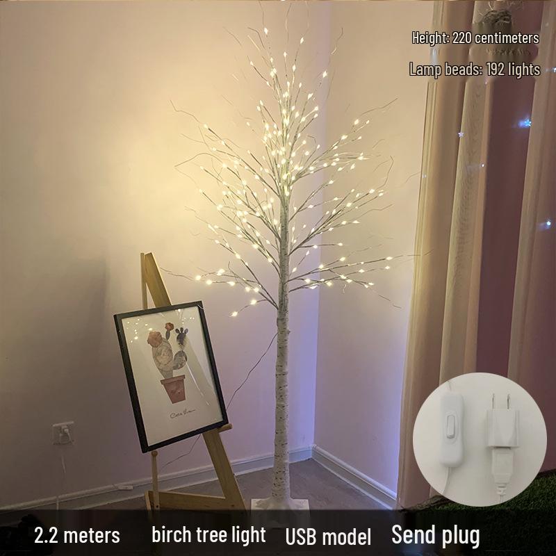Cross-Border LED Christmas Lights - Luminous White Birch Branches for Home Decor