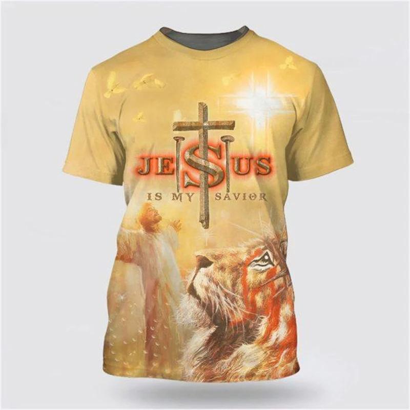 

God Religion 3D Printed T-Shirt For Men Christ Jesus Pattern Street Shor 6XL