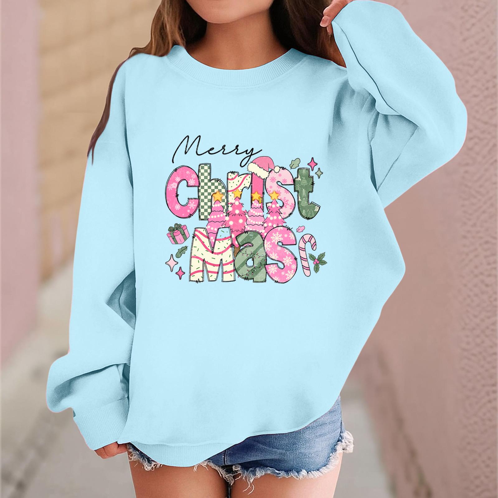 

Детский модный повседневный пуловер с длинными рукавами и свободного кроя с рождественским принтом 150