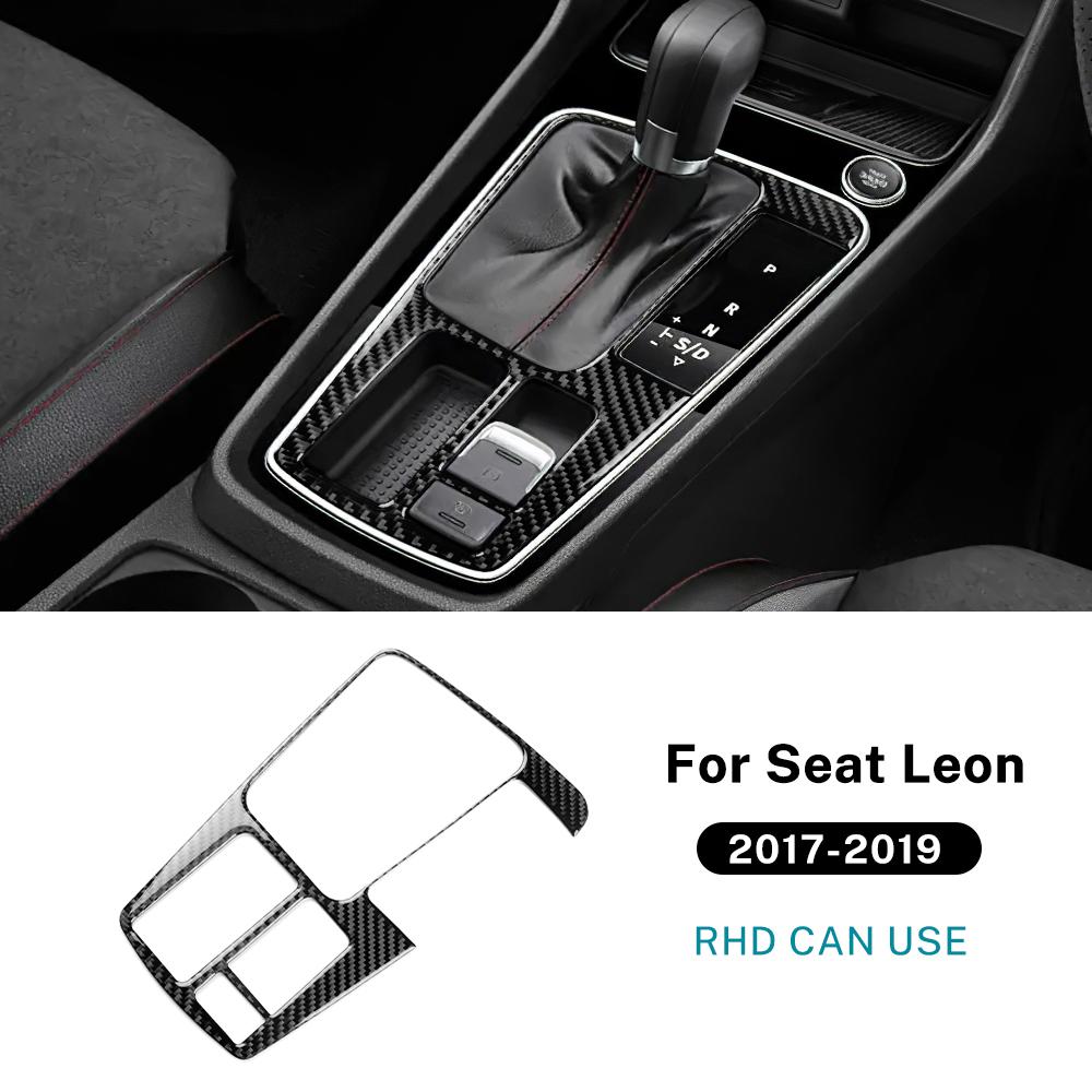 For Seat Leon 2017 2018 2019 Real Soft Carbon Fiber Sticker LHD RHD Car Gear Shift Inner Frame Panel Trim Interior Accessories