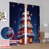 2 Stück, 2D-Flachdruck Vorhänge Rollos Weihnachtsbaum Haus (3) Polyester gewebt (ohne Stange) Außendekorationen Verwendung für