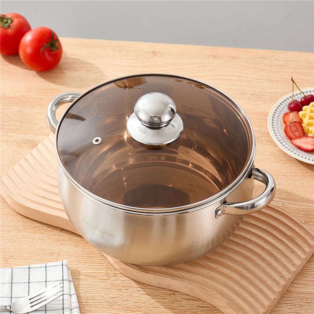 1pc Stockpot with Glass Lid, Stainless Steel Stockpot, Multipurpose Soup Pot, Cooking Pot, Sauce Pot for Chili, Pasta, Curries,
