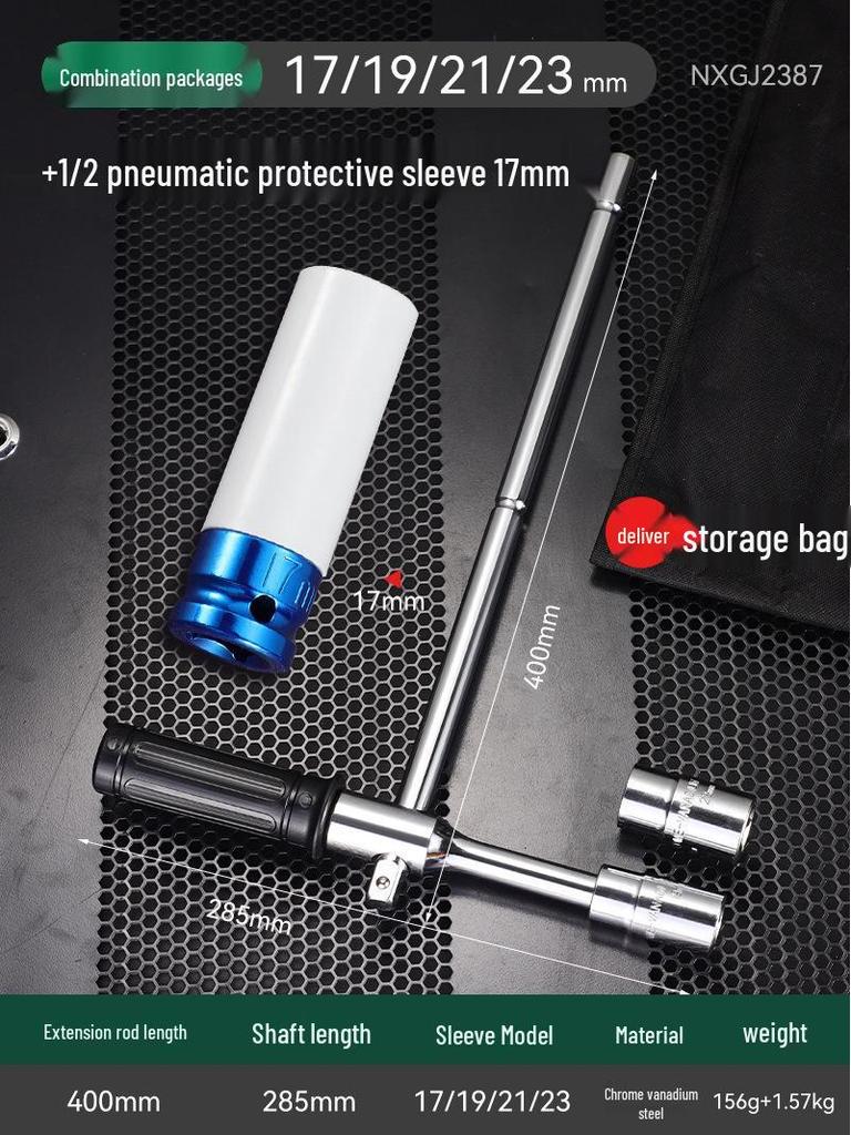 Labor-Saving Car Tire Wrench Set: Extended Cross Socket Tool for Easy Tire Changing