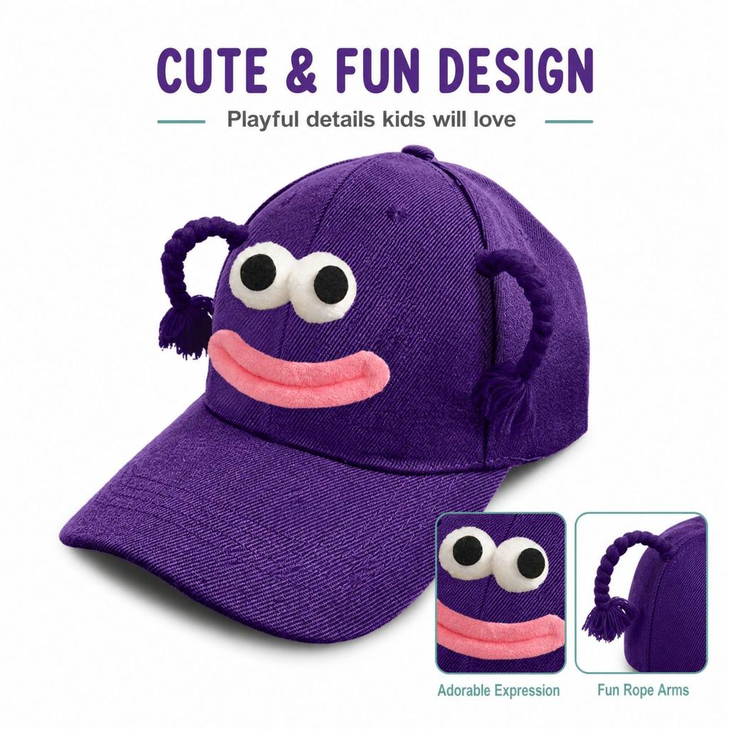 Funny Novelty Baseball with Big Mouth, Pigtails and Big Eyes, Cute Hat for Men and Women