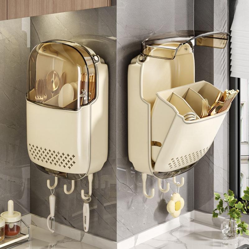 Deluxe Wall-Mounted Kitchen Utensil Holder: Chopsticks, Spoons, and Cutlery Organizer.