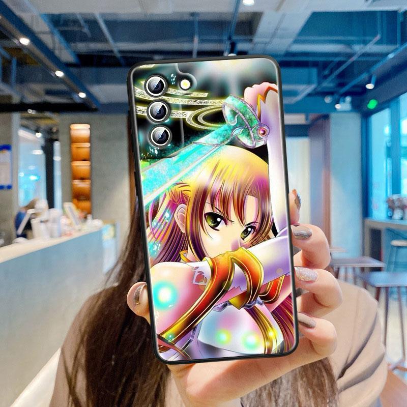Anime Schwert Art Online SAO Handyhülle für Samsung S23 S22 S21 S20 S10 S8 Note 20 A9 A73 A71 A53 A33 Ultra Plus FE Schwarz