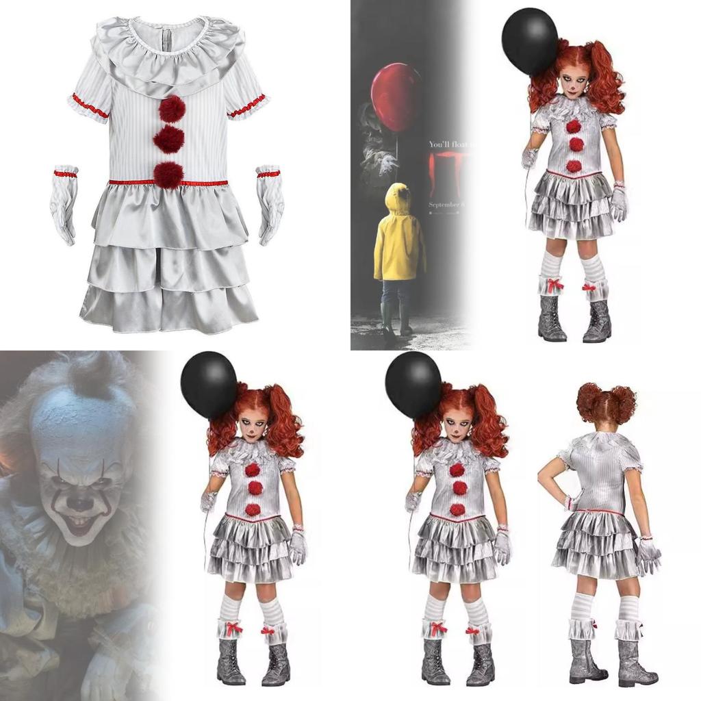 Halloween It Clown Role Playing Costume Set Children Dress For Role Play