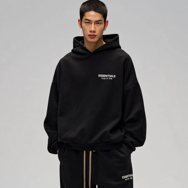 FOG Essentials HHH Unisex Fleecegefütterter Schwerer Kapuzenpullover - Amerikanischer Stil Herbst/Winter Freizeitkleidung