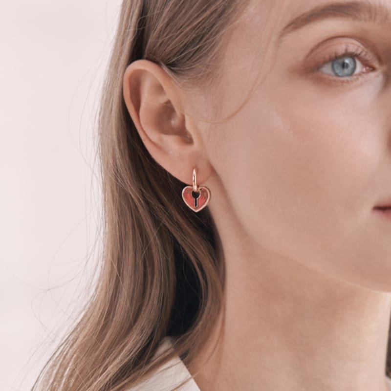 ELLE Jewelry 14K Gold Heart Lock Earrings ELGPEE475