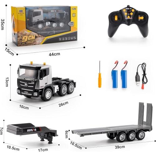 Radio-controlled heavy equipment transport trailer for kids, radio-controlled trailer, safety loader, multi-functional construction vehicle, alloy-rei