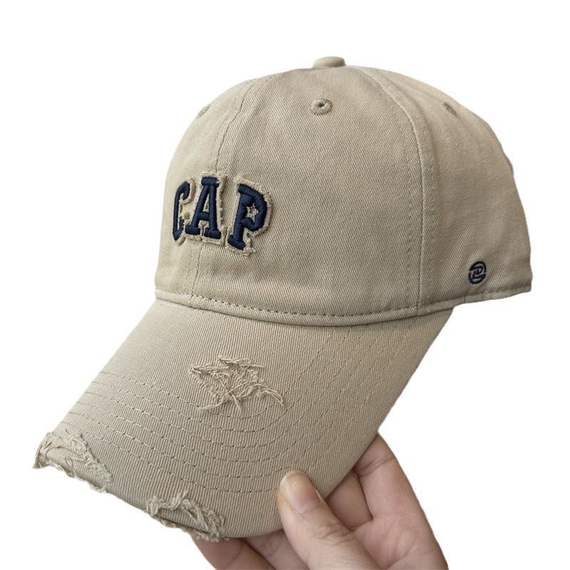 Koreanische Version von alter zerrissener Sonne sichtbare Baseballkappe für Damen Sommer Herren und Damen All-Match Buchstabenstickerei Mode Hip Hop Baseballkappe