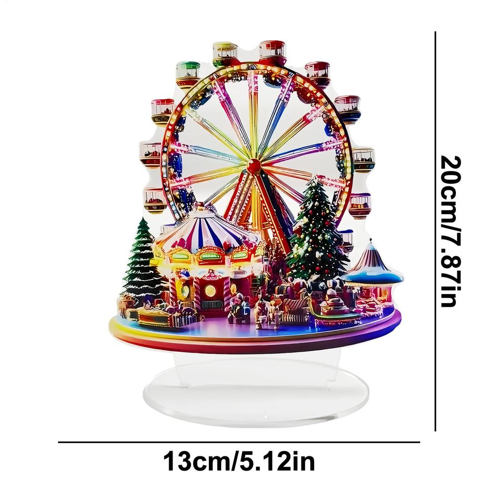 Christmas Ferris Wheel Ornament 2D Acrylic Ferris Wheel Shelf Holiday Statue For Home Holiday Party Desktop Christmas Decoration