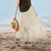 Bohemian Crochet Knit High-Waist Long Skirt