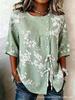 European and American summer new women's tops, shirts, geometric printing buttons, drawstrings, half-sleeved tops, T-shirts, women's clothing