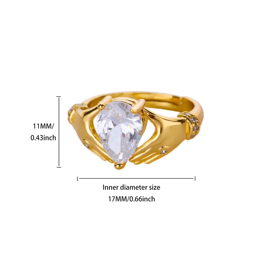 Simple and versatile opal double butterfly zir*****pen ring, new niche high-end index finger ring, exquisite ring.