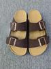 Vintage Style Unisex Double Buckle Flat Beach Slide Sandals with Cork Insole – Casual Comfort for Summer