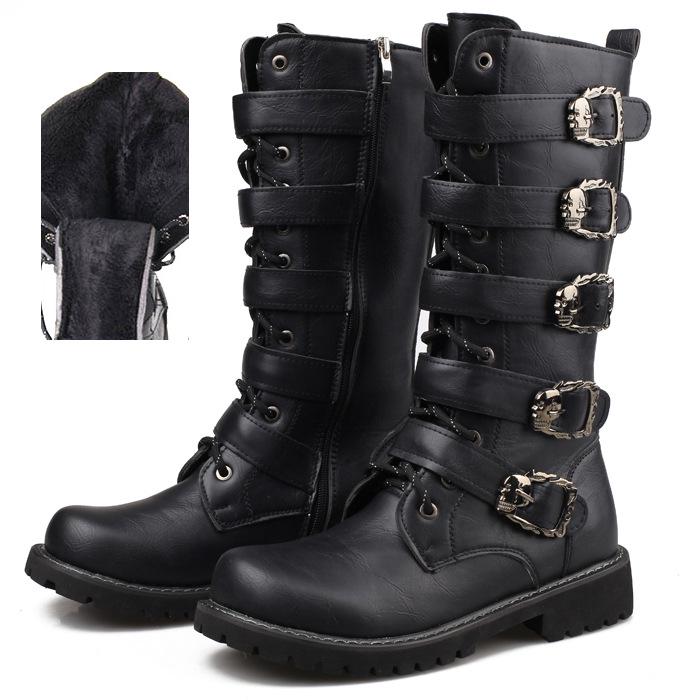 Große High-Top-Martin-Stiefel aus Crazy Horse-Leder für Herren - Koreanische Mode im britischen Stil