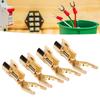 4PCS 45 Degree Fork Spade Speaker Connector Pure Copper Fork Speaker Wire Connector  For Amplifiers