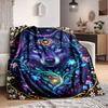 1Pc Wolf Spirit Fantasy Flannel Blanket, Soft And Comfortable, Casual Warm, Camping Travel, Christmas, Halloween Xmas Gift. G185