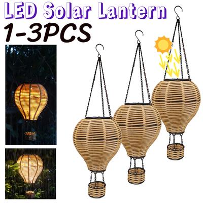 LED Solar Lantern Warm White Light Hot Air Balloon Solar Lantern Hanging 2V 80mA Waterproof for Lanterns Garden Patio Yard Party