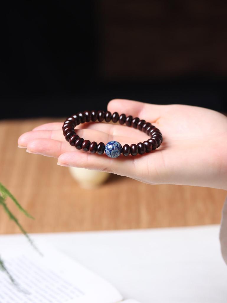 India Sandalwood Abacus Bead Bracelet 5x9 DIY Literary Style for Men and Women - Buddhist-Inspired Jewelry