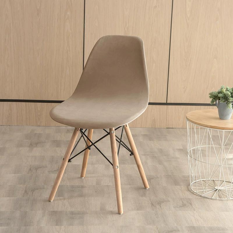 

Чехол на стул из бархатной ракушки, однотонный, эластичный, безрукавный, чехол на стул, эластичный, для обеденного сиденья, для дома, отеля, вечеринки, банкета, свадьбы верблюд