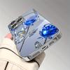 Stilvolle Kristallblau-Rosenmuster-Galvanisierte Handyhülle Für Samsung Galaxy S25 S24 S23 Ultra Plus FE Gehärtetes Glas Cover