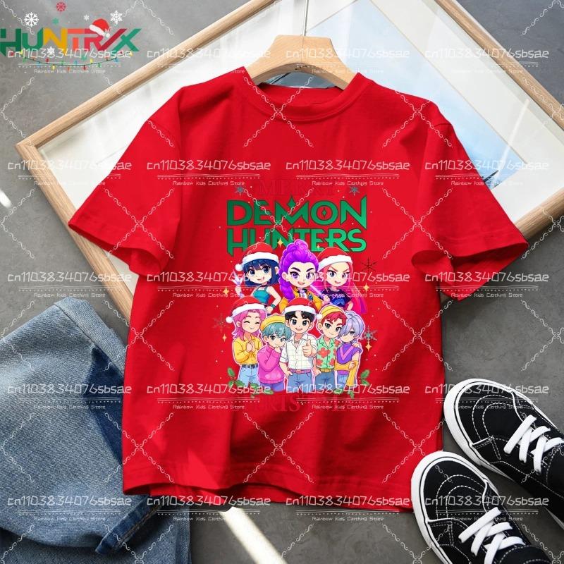 2025 Movie KPop Demon Hunters Christmas T-shirt Summer Short Sleeve Tee for Casual Loose Girl Boy Graphic Printed Tops Gift