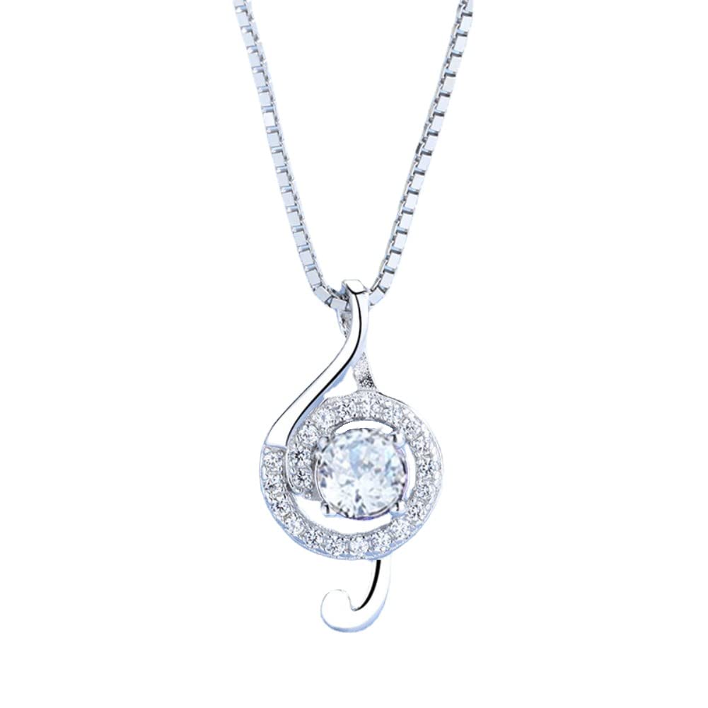 Accessories for Music Sterling Silver Jewelry [Rockyu] Women, Necklace, Pendant, Art, Stylish, Women, Anniversary, Gift, (White)