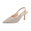B813-ES83 Temperament 2025 spring and summer sequined bag head empty sandals fairy pointed thin heel high heel single shoes
