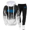2023 Herren Neu Frühling und Herbst Langarm Farbverlauf Hoodie Freizeitjacke Sportmantel Top+Hose Set