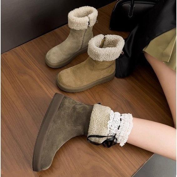 Women's thickened padded warm lightweight hiking mountaineering thick bottom waterproof non-slip sports and leisure snow boots cotton shoes