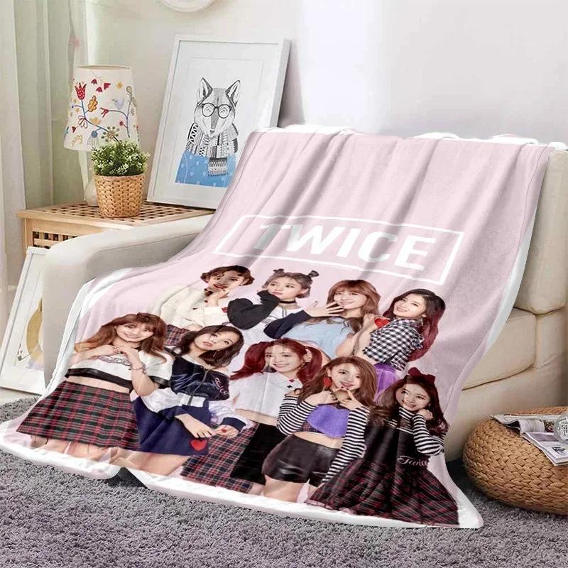 D Print Kpop Girl Group Blanket Soft Sofa Cover Twice Nayeon Throw Blanket Fleece Tapestry Warm Bed Blankets for Bedroom Couch